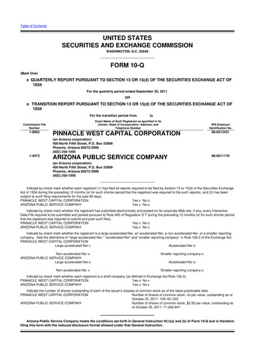 Thumbnail Pinnacle West Capital
 10-Q Quarterly Report FY2011 