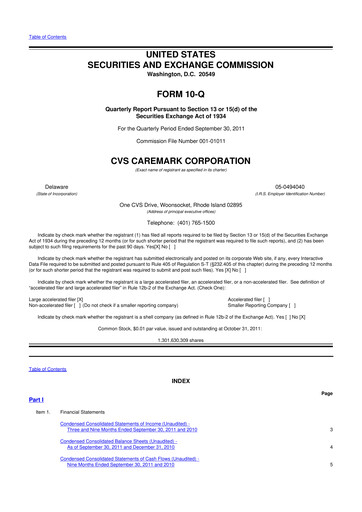 Vorschaubild CVS Health 10-Q Quartalsbericht 2011 