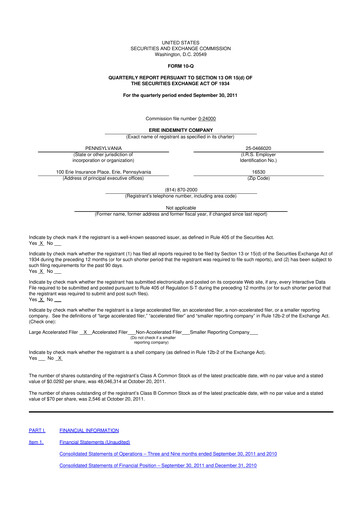 Thumbnail Erie Indemnity 10-Q Quarterly Report FY2011 