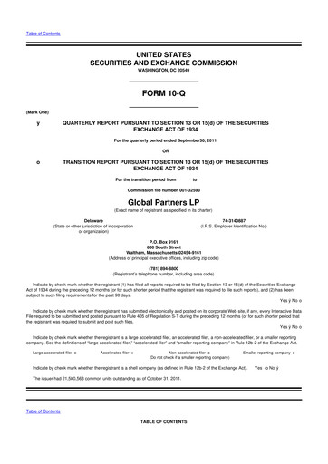 Thumbnail Global Partners LP 10-Q Quarterly Report FY2011 