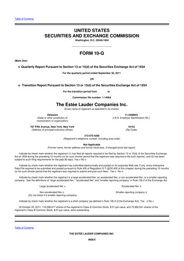 Miniature Estee Lauder 10-Q Rapport trimestriel 2012 