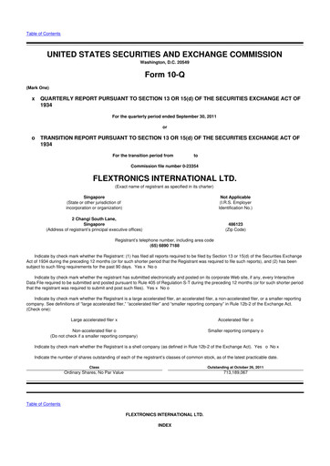 Miniature Flex 10-Q Rapport trimestriel 2012 