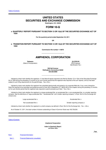 Thumbnail Amphenol 10-Q Quarterly Report FY2011 