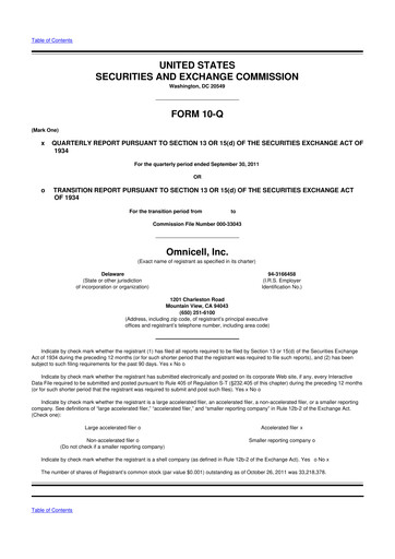 Thumbnail Omnicell
 10-Q Quarterly Report FY2011 