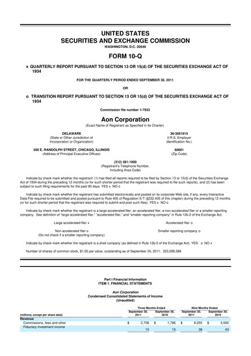 Vorschaubild Aon 10-Q Quartalsbericht 2011 