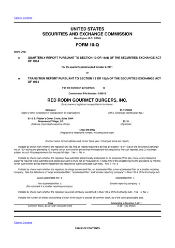 Thumbnail Red Robin
 10-Q Quarterly Report FY2011 