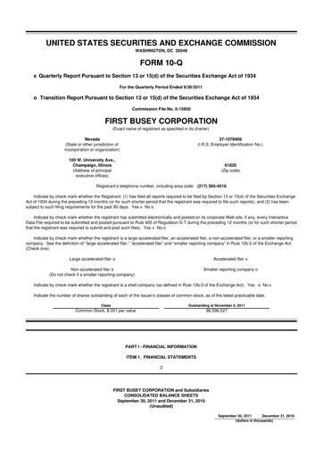 Thumbnail First Busey 10-Q Quarterly Report FY2011 