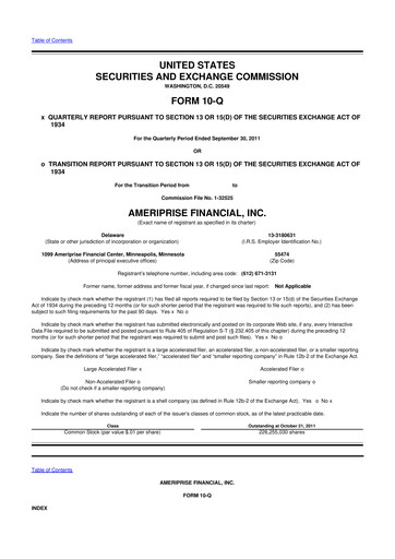 Thumbnail Ameriprise Financial
 10-Q Quarterly Report FY2011 