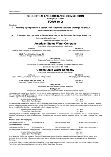 Thumbnail American States Water
 10-Q Quarterly Report FY2011 