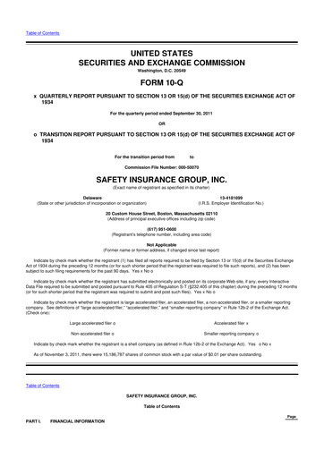 Miniature Safety Insurance
 10-Q Rapport trimestriel 2011 