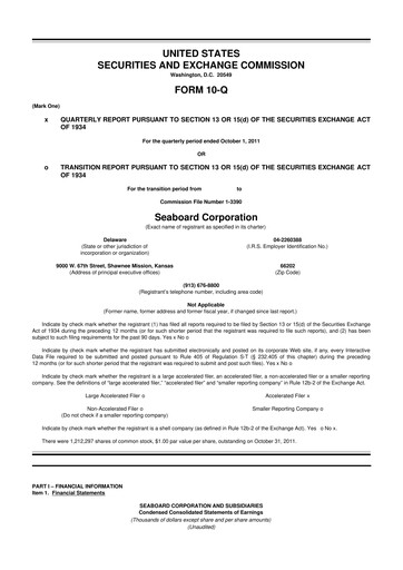 Thumbnail Seaboard Corporation 10-Q Quarterly Report FY2011 