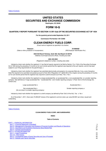 Thumbnail Clean Energy Fuels 10-Q Quarterly Report FY2011 