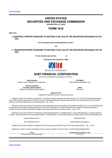 Miniature South State Corp 10-Q Rapport trimestriel 2011 