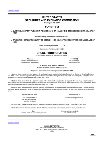 Thumbnail Bruker 10-Q Quarterly Report FY2011 