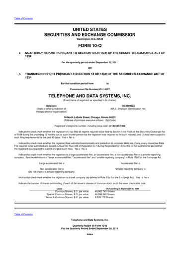 Thumbnail Telephone and Data Systems
 10-Q Quarterly Report FY2011 