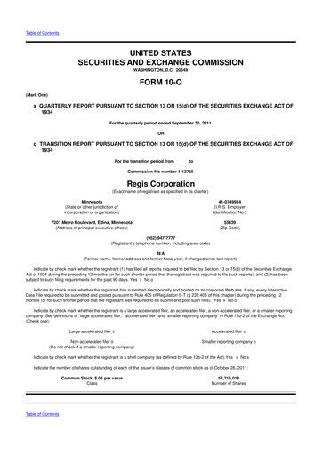 Thumbnail Regis Corporation
 10-Q Quarterly Report FY2012 