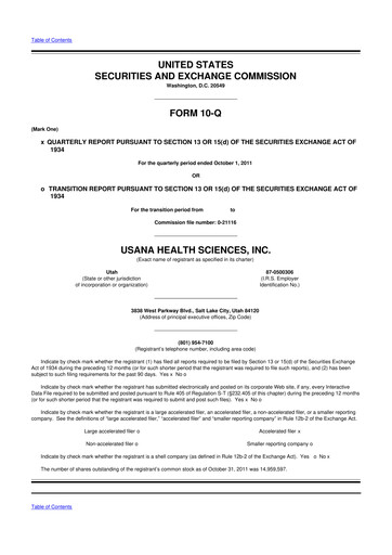 Thumbnail USANA 10-Q Quarterly Report FY2011 