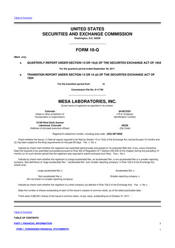 Thumbnail Mesa Laboratories 10-Q Quarterly Report FY2012 