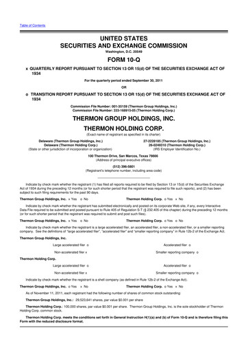 Miniature Thermon Group 10-Q Rapport trimestriel 2012 
