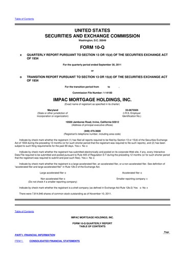 Thumbnail Impac Mortgage Holdings 10-Q Quarterly Report FY2011 