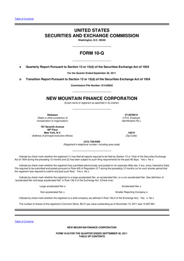 Thumbnail New Mountain Finance Corporation 10-Q Quarterly Report FY 