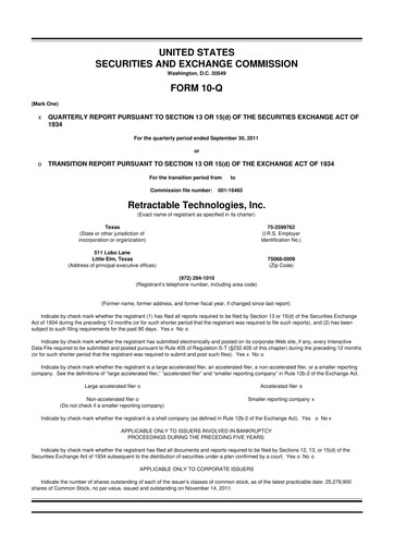 Thumbnail Retractable Technologies 10-Q Quarterly Report FY2011 