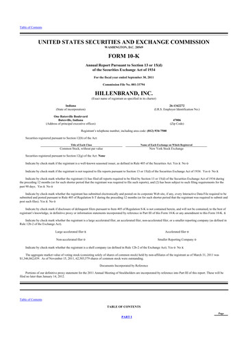 Thumbnail Hillenbrand 10-K Annual Report 2011