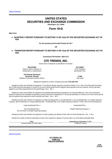 Vorschaubild Citi Trends, Inc. 10-Q Quartalsbericht  