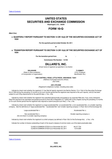 Miniature Dillard's
 10-Q Rapport trimestriel 2011 