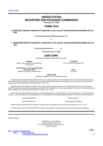 Thumbnail AAR 10-Q Quarterly Report FY2012 