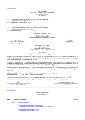 Thumbnail Cintas 10-Q Quarterly Report FY2012 