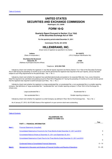 Thumbnail Hillenbrand 10-Q Quarterly Report FY2012 