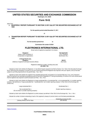 Miniature Flex 10-Q Rapport trimestriel 2012 