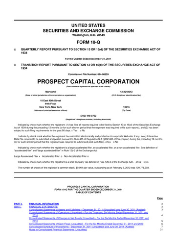 Thumbnail Prospect Capital 10-Q Quarterly Report FY 