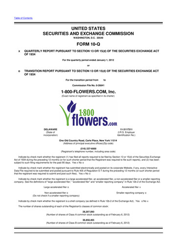 Thumbnail 1-800-Flowers.com, Inc.
 10-Q Quarterly Report FY2012 