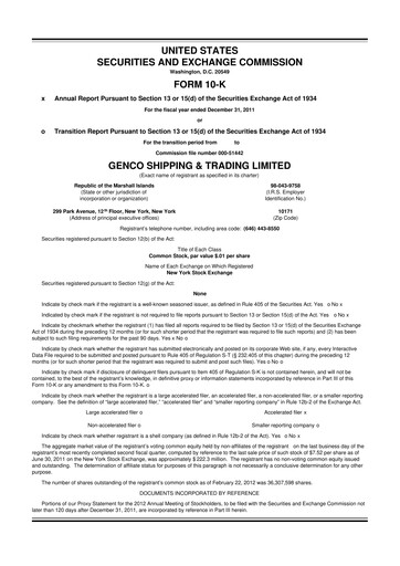 Thumbnail Genco Shipping & Trading 10-K Annual Report 2011