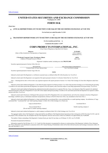 Thumbnail Ingredion 10-K Annual Report 2011