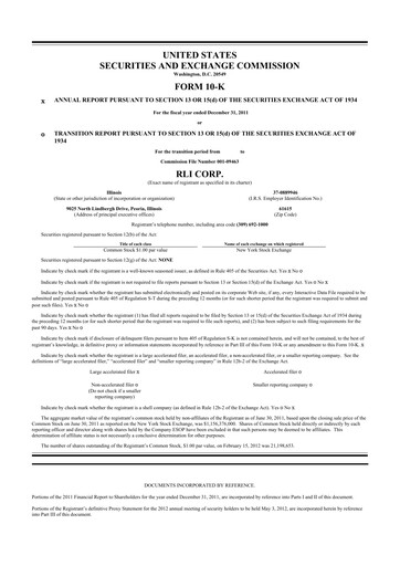 Thumbnail RLI Corp.
 10-K Annual Report 2011