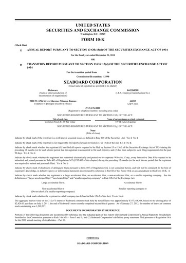 Miniature Seaboard Corporation 10-K Rapport annuel 2011