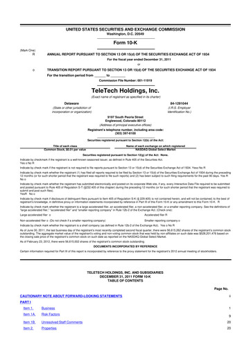 Thumbnail TTEC 10-K Annual Report 2011