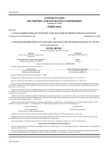 Thumbnail Ecolab 10-K Annual Report 2011