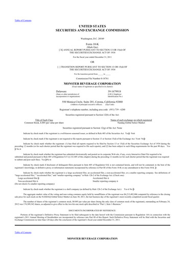 Thumbnail Monster Beverage 10-K Annual Report 2011