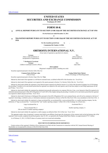 Thumbnail Orthofix Medical
 10-K Annual Report 2011