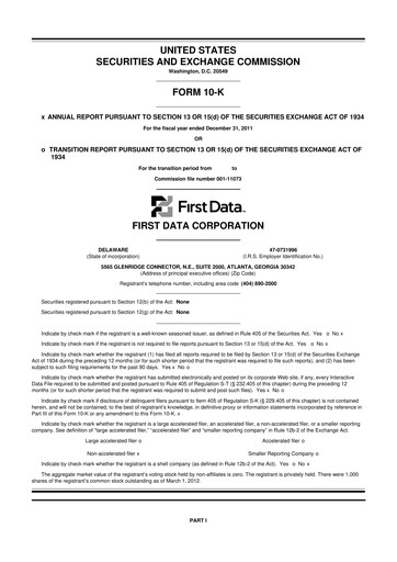 Thumbnail First Data Corporation 10-K Annual Report 