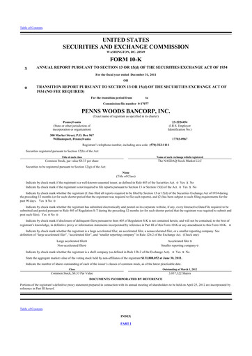 Thumbnail Penns Woods Bancorp 10-K Annual Report 2011