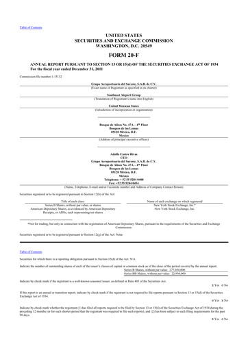 Miniature Grupo Aeroportuario del Sureste
(ASUR) 20-F Rapport annuel 