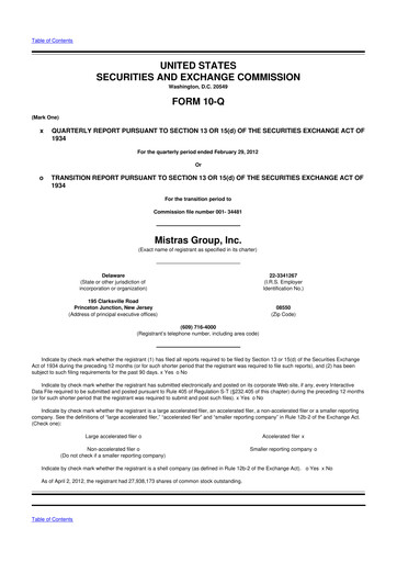 Thumbnail MISTRAS Group
 10-Q Quarterly Report FY2012 