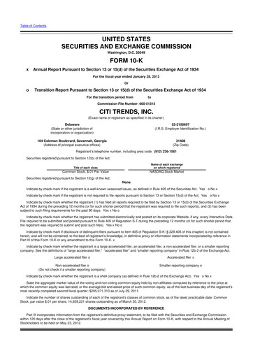 Vorschaubild Citi Trends, Inc. 10-K Jahresbericht 