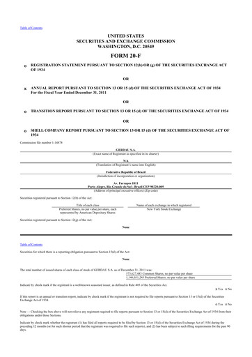 Thumbnail Gerdau 20-F Annual Report 