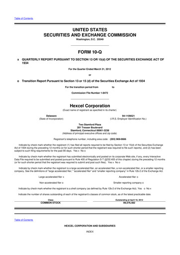 Thumbnail Hexcel
 10-Q Quarterly Report FY2012 